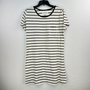 Vtg Victoria's Secret Country T-shirt Dress Womens S Black White Striped Cotton‎